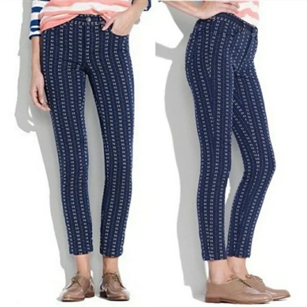 Madewell Navy Stitch Dot Embroidered Skinny Pants, Size 2